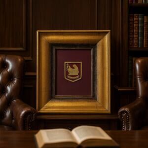 VTG H.M. Köln German Military Medical Corps Crest Framed Gold Emblem Collectible